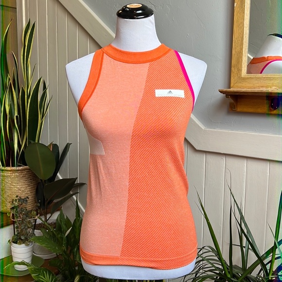 Adidas Stella McCartney New York Women's Tennis Tank Orange / Shock Pink - Picture 2 of 15